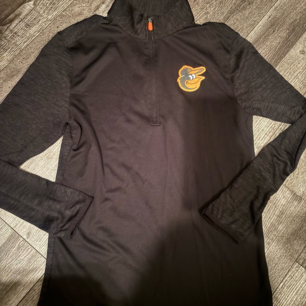 Black and Gray Quarter-Zip Pullover with Logo